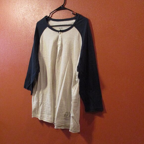 Aeropostale Men 2X Large Blue Light Gray Warm Outdoors Long Sleeve Shirt - Picture 4 of 6